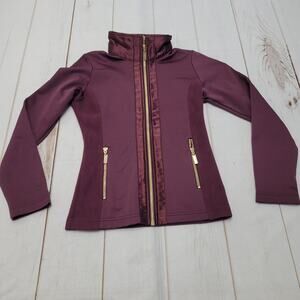 Equestrian Stockholm purple fleece riding jacket large logo full zip